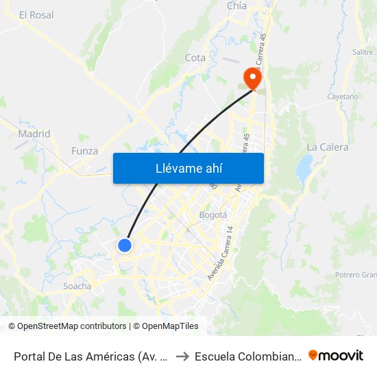 Portal De Las Américas (Av. C. De Cali - Av. V/Cio) to Escuela Colombiana De Ingenieria map