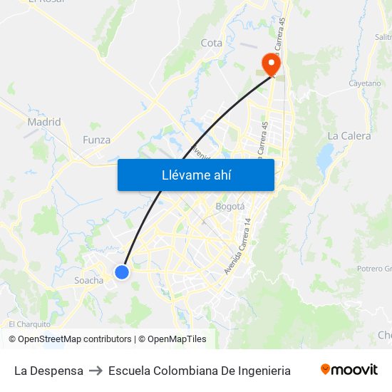 La Despensa to Escuela Colombiana De Ingenieria map