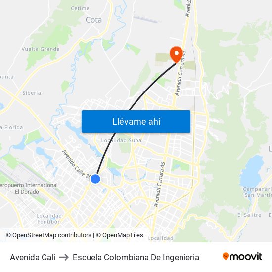 Avenida Cali to Escuela Colombiana De Ingenieria map