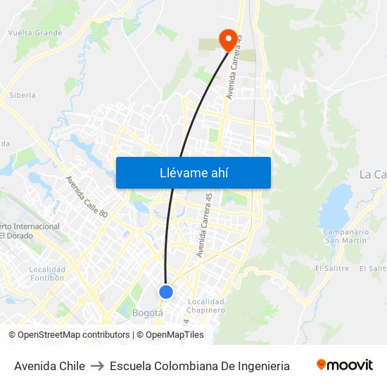 Avenida Chile to Escuela Colombiana De Ingenieria map
