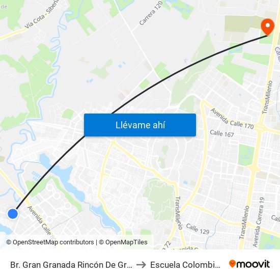 Br. Gran Granada Rincón De Granada (Dg 77b - Tv 119a) to Escuela Colombiana De Ingenieria map