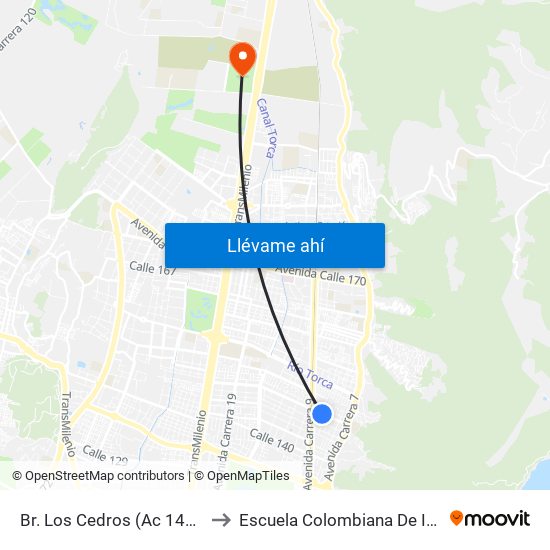 Br. Los Cedros (Ac 147 - Kr 7f) to Escuela Colombiana De Ingenieria map