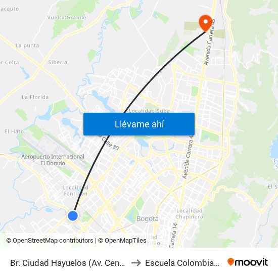 Br. Ciudad Hayuelos (Av. Centenario - Av. C. De Cali) to Escuela Colombiana De Ingenieria map