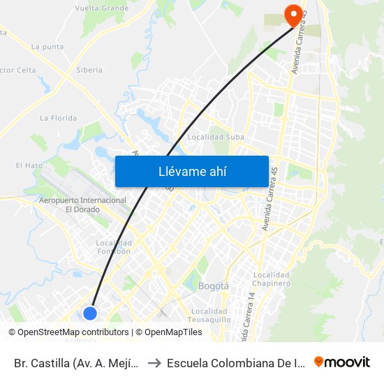 Br. Castilla (Av. A. Mejía - Cl 8c) to Escuela Colombiana De Ingenieria map