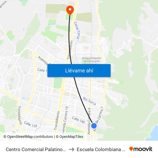 Centro Comercial Palatino (Cl 140 - Ak 7) to Escuela Colombiana De Ingenieria map