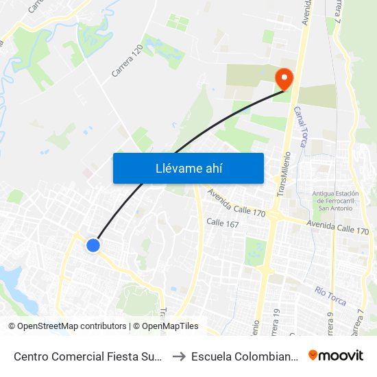 Centro Comercial Fiesta Suba (Kr 101 - Cl 147) to Escuela Colombiana De Ingenieria map
