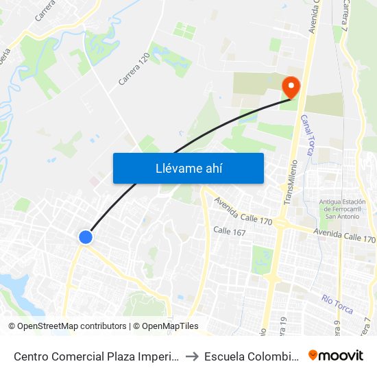 Centro Comercial Plaza Imperial (Av. C. De Cali - Av. Suba) to Escuela Colombiana De Ingenieria map