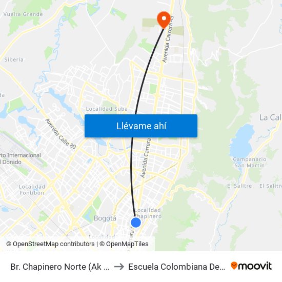Br. Chapinero Norte (Ak 13 - Cl 66) to Escuela Colombiana De Ingenieria map