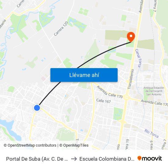 Portal De Suba (Av. C. De Cali - Cl 142) to Escuela Colombiana De Ingenieria map