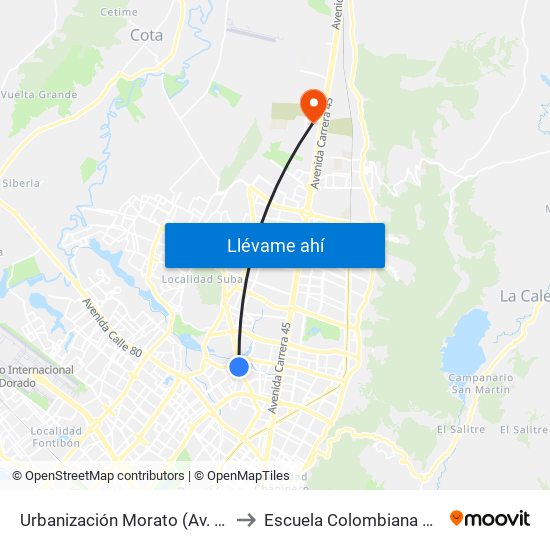 Urbanización Morato (Av. Suba - Cl 115) to Escuela Colombiana De Ingenieria map