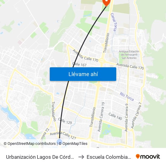 Urbanización Lagos De Córdoba (Av. Suba - Cl 120) to Escuela Colombiana De Ingenieria map