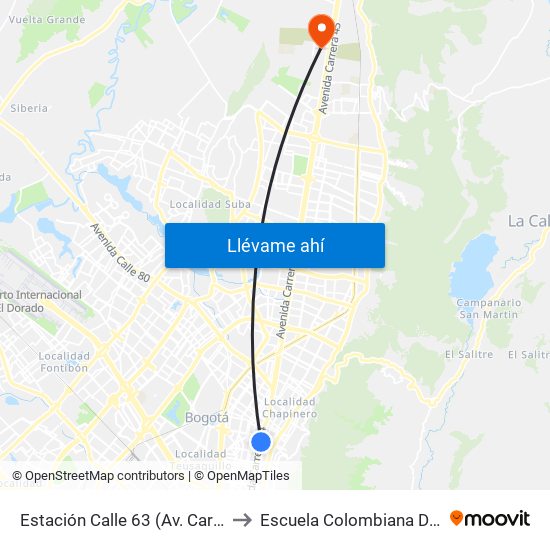 Estación Calle 63 (Av. Caracas - Cl 60) to Escuela Colombiana De Ingenieria map