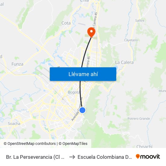 Br. La Perseverancia (Cl 32 - Kr 4 Bis) to Escuela Colombiana De Ingenieria map