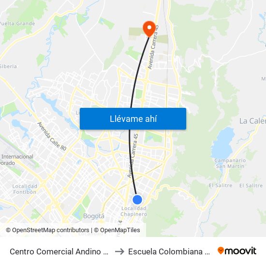 Centro Comercial Andino (Ac 82 - Kr 12) to Escuela Colombiana De Ingenieria map