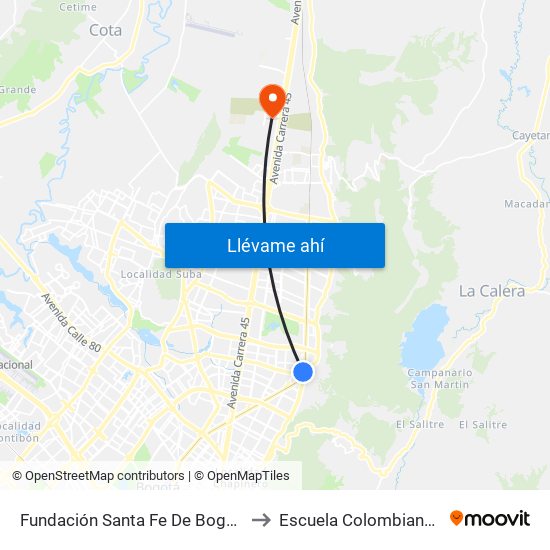 Fundación Santa Fe De Bogotá (Ak 9 - Cl 117a) to Escuela Colombiana De Ingenieria map