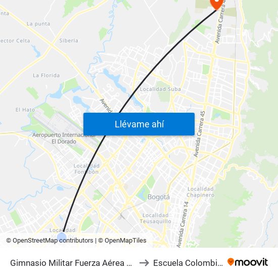 Gimnasio Militar Fuerza Aérea Colombiana (Kr 78k - Cl 6 Sur) to Escuela Colombiana De Ingenieria map