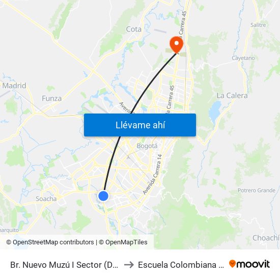 Br. Nuevo Muzú I Sector (Dg 51 Sur - Kr 54) to Escuela Colombiana De Ingenieria map
