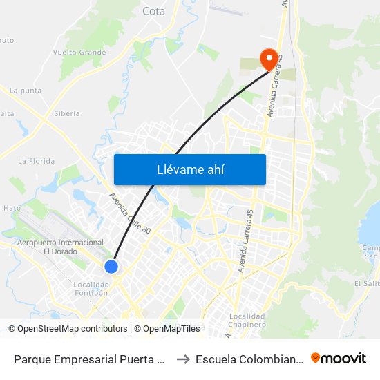 Parque Empresarial Puerta Del Sol (Tv 93 - Cl 51) to Escuela Colombiana De Ingenieria map