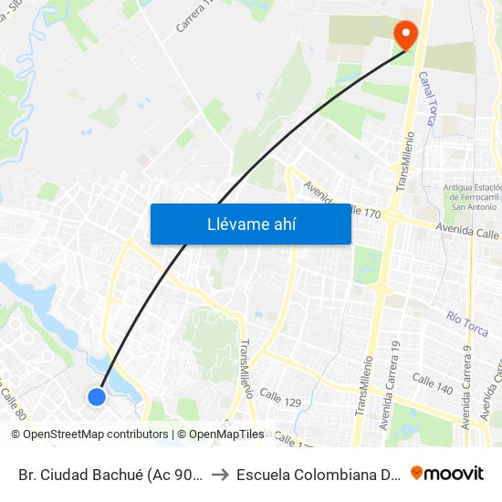 Br. Ciudad Bachué (Ac 90 - Kr 95f) (A) to Escuela Colombiana De Ingenieria map