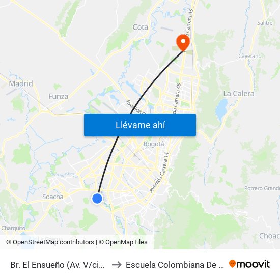 Br. El Ensueño (Av. V/cio - Tv 70c) to Escuela Colombiana De Ingenieria map