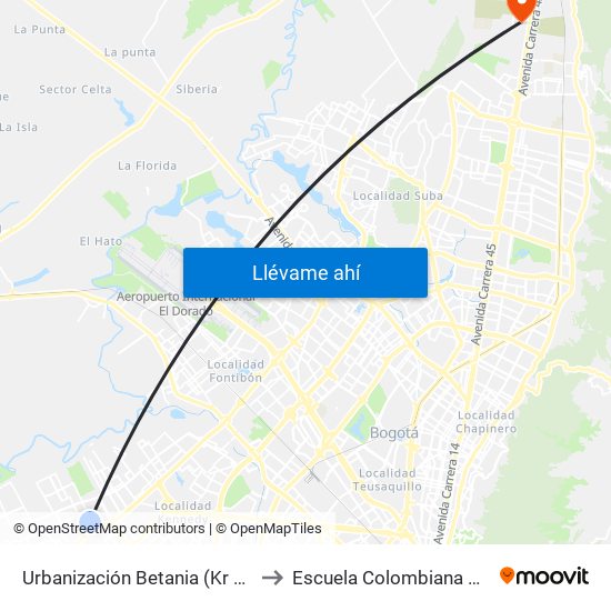 Urbanización Betania (Kr 87 - Cl 49 Sur) to Escuela Colombiana De Ingenieria map