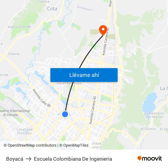 Boyacá to Escuela Colombiana De Ingenieria map