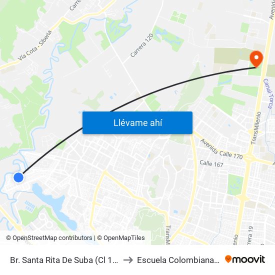 Br. Santa Rita De Suba (Cl 138 - Kr 154a Bis) to Escuela Colombiana De Ingenieria map