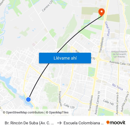 Br. Rincón De Suba (Av. C. De Cali - Kr 95a) to Escuela Colombiana De Ingenieria map
