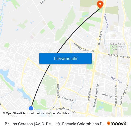Br. Los Cerezos (Av. C. De Cali - Cl 90a) to Escuela Colombiana De Ingenieria map