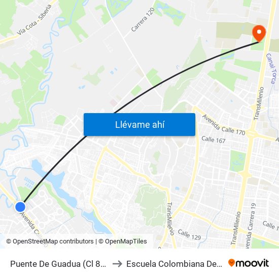 Puente De Guadua (Cl 80 - Kr 119) to Escuela Colombiana De Ingenieria map