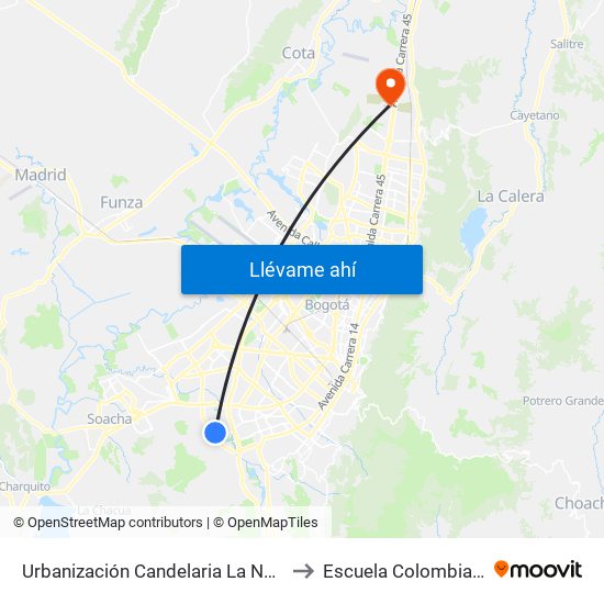 Urbanización Candelaria La Nueva (Kr 48g - Cl 59b Sur) to Escuela Colombiana De Ingenieria map