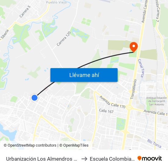 Urbanización Los Almendros Norte (Cl 152b - Kr 114d) to Escuela Colombiana De Ingenieria map