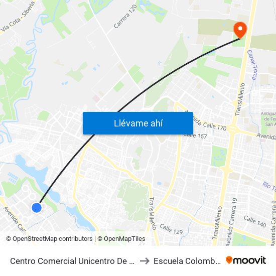Centro Comercial Unicentro De Occidente (Kr 112f - Dg 86 Bis) to Escuela Colombiana De Ingenieria map