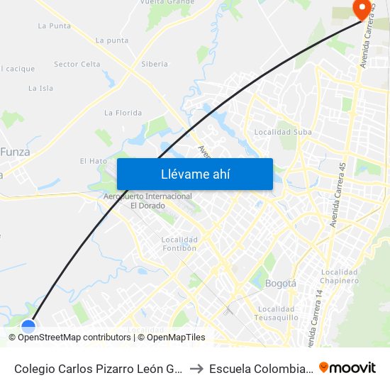 Colegio Carlos Pizarro León Gómez (Cl 73 Sur - Kr 103) to Escuela Colombiana De Ingenieria map