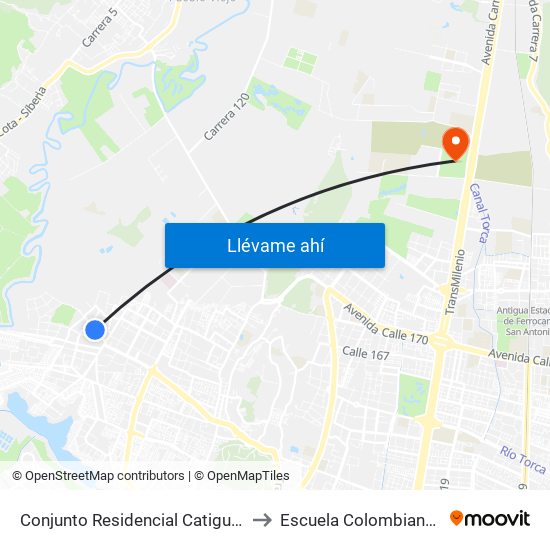 Conjunto Residencial Catigua (Dg 146 - Kr 128) to Escuela Colombiana De Ingenieria map