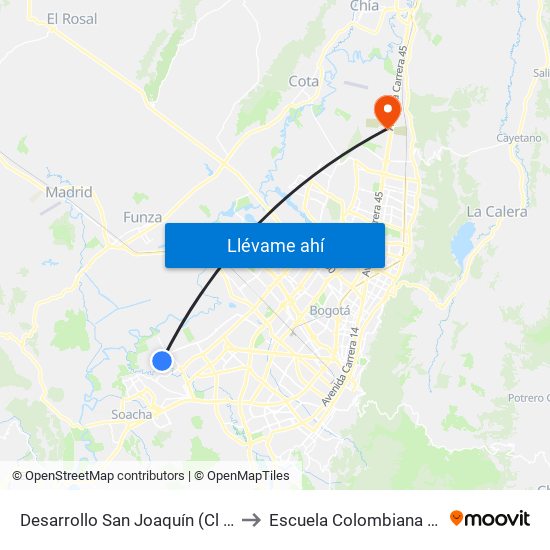 Desarrollo San Joaquín (Cl 71 Sur - Kr 88f) to Escuela Colombiana De Ingenieria map