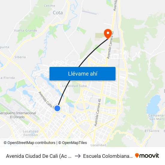 Avenida Ciudad De Cali (Ac 80 - Av. C. De Cali) to Escuela Colombiana De Ingenieria map