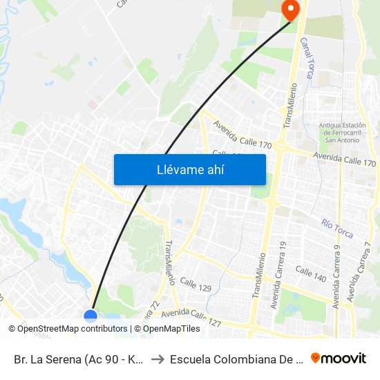 Br. La Serena (Ac 90 - Kr 84b) (A) to Escuela Colombiana De Ingenieria map