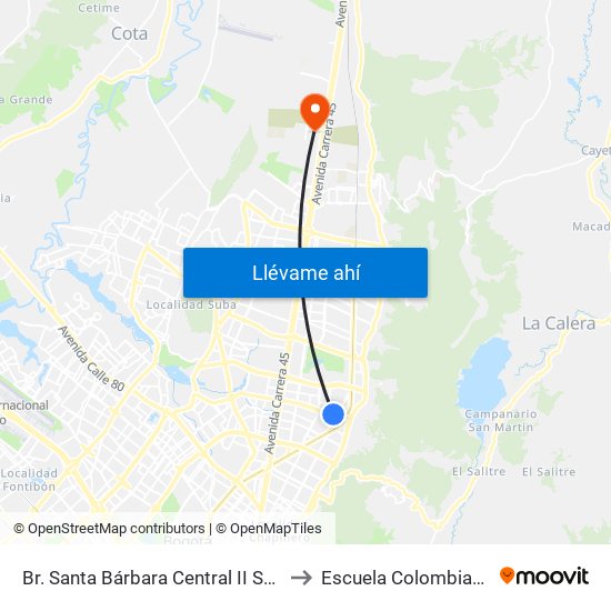 Br. Santa Bárbara Central II Sector (Ac 116 - Kr 11a) to Escuela Colombiana De Ingenieria map