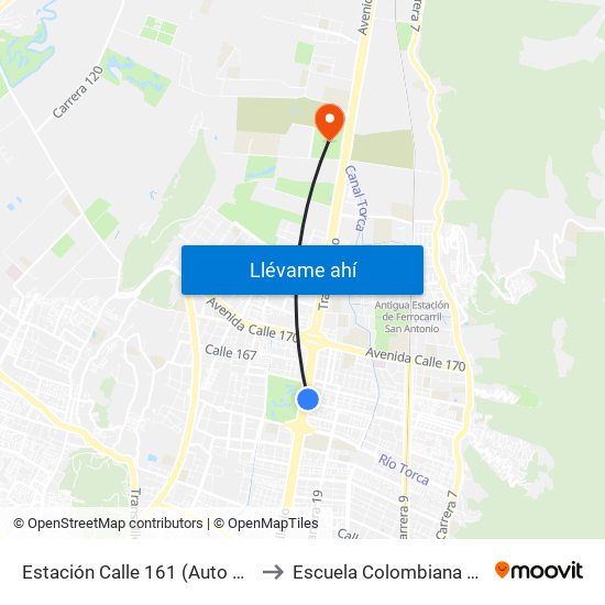 Estación Calle 161 (Auto Norte - Ac 161) to Escuela Colombiana De Ingenieria map