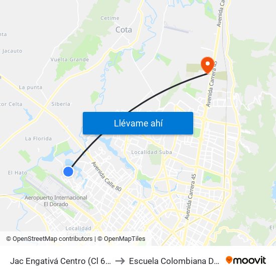 Jac Engativá Centro (Cl 66b - Kr 121) to Escuela Colombiana De Ingenieria map