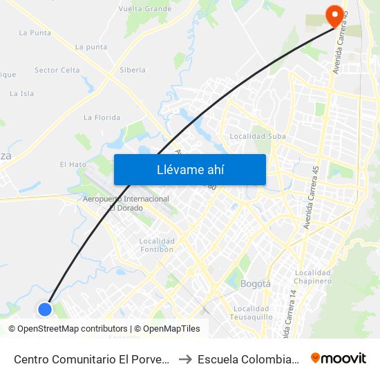 Centro Comunitario El Porvenir (Cl 52 Sur - Kr 100) to Escuela Colombiana De Ingenieria map