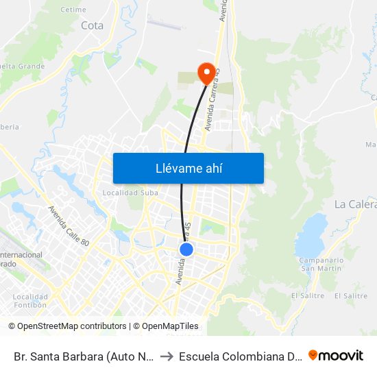 Br. Santa Barbara (Auto Norte - Cl 116) to Escuela Colombiana De Ingenieria map