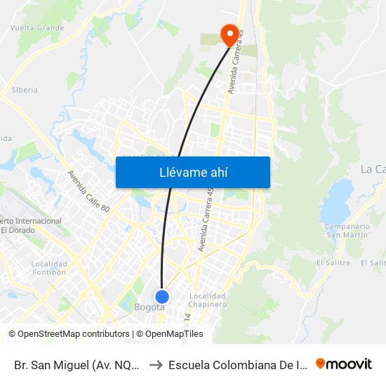 Br. San Miguel (Av. NQS - Cl 65) to Escuela Colombiana De Ingenieria map