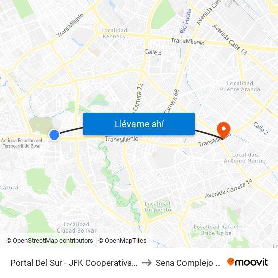Portal Del Sur - JFK Cooperativa Financiera to Sena Complejo Del Sur map