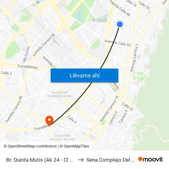 Br. Quinta Mutis (Ak 24 - Cl 63a) to Sena Complejo Del Sur map