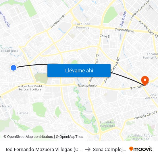 Ied Fernando Mazuera Villegas (Cl 68a Sur - Tv 80f) to Sena Complejo Del Sur map