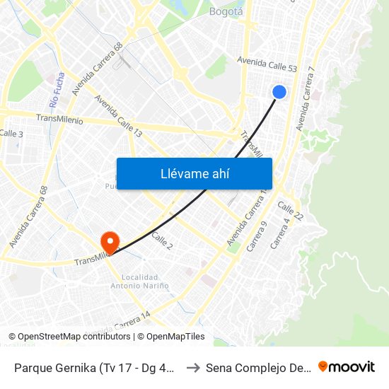 Parque Gernika (Tv 17 - Dg 46a) (A) to Sena Complejo Del Sur map