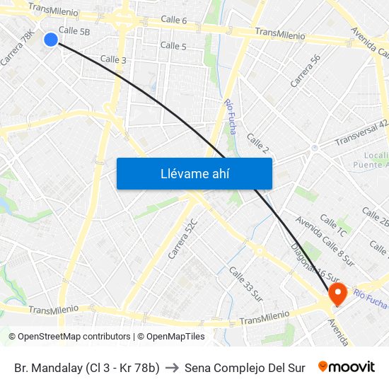 Br. Mandalay (Cl 3 - Kr 78b) to Sena Complejo Del Sur map