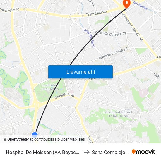 Hospital De Meissen (Av. Boyacá - Kr 18b) (A) to Sena Complejo Del Sur map